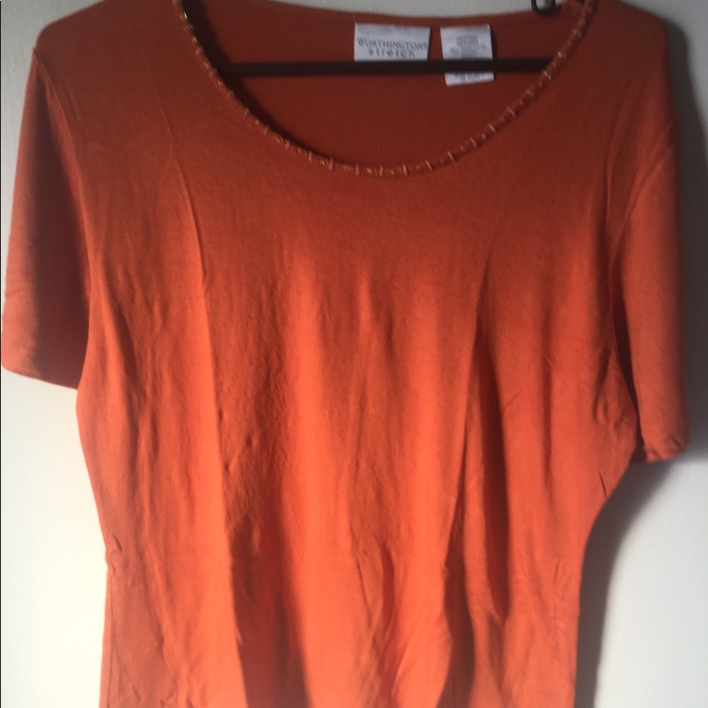 Women's M Worthington Burnt Orange Short Sleeve T